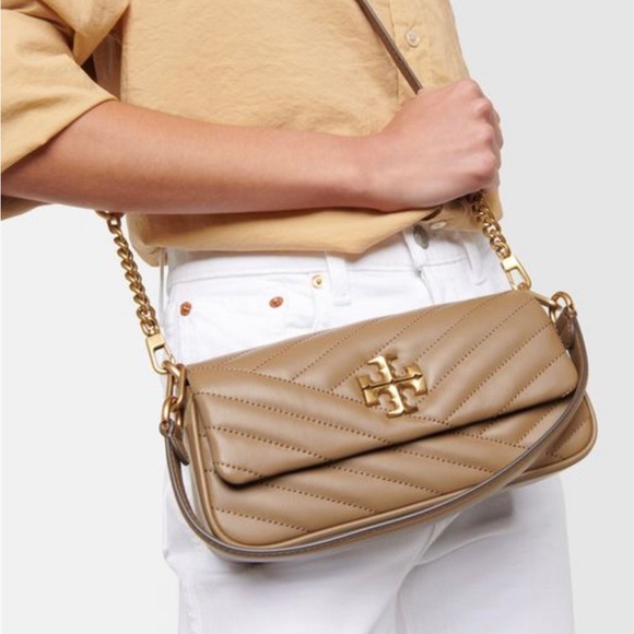 Kira Small Chevron-Quilt Flap Shoulder Bag Sand color - Picture 2 of 6